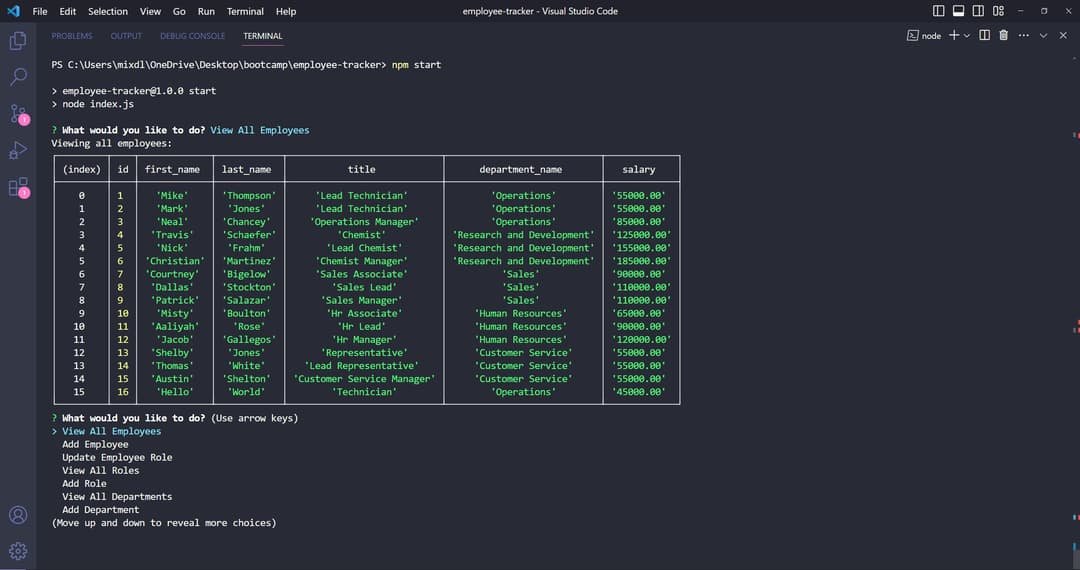 Image for christians employee tracker project